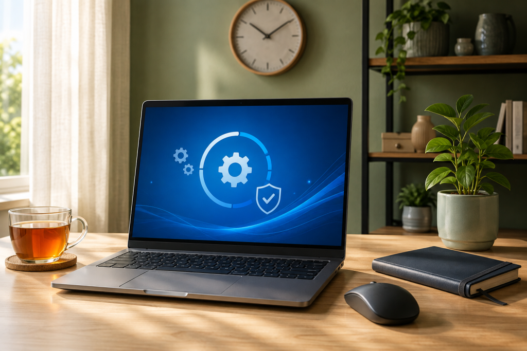 Оновлення Windows: навіщо потрібні та як керувати Ноутбук із завершеним оновленням Windows та значком успішного встановлення системних оновлень